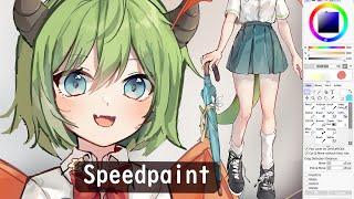 Lettuce head Vtuber- Anime Girl - Speedpaint/Timelapse [Paint Tool Sai]