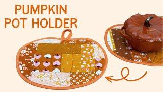 Fun Scrap Busting Fall Project: Scrappy Quilted Pumpkin Pot Holder