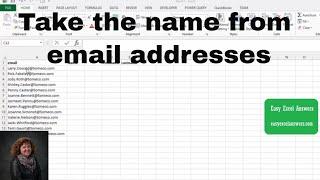 Take the name from email address in Excel