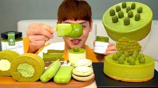 ASMR 녹차 말차 파티🟢 녹차 치즈케이크 티라미수 롤 아이스크림먹방 Green Tea Dessert Party  Cheese Cake Tiramisu Roll MuKbang