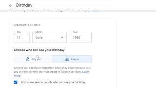 how to hide birthday on google
