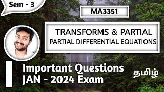 Transforms and Partial Differential Equations Important Questions Sem 3 Anna University Feb 2024