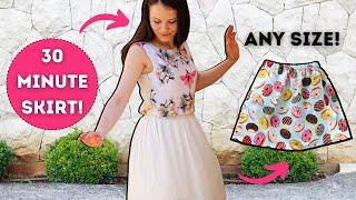 How to sew a gathered skirt in 30 minutes - QUICK and EASY tutorial!