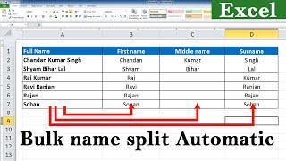 Split Full Name to First name Middle name and Last Name in Excel Bulk name split in excel formula