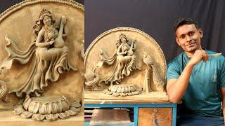 Making a Beautiful Saraswati mata murti with clay 2024 new model | clay art