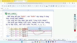 Hàm ARRAYFORMULA, INDEX và MAP, BYCOL, BYROW, ... LAMBDA trong Google Sheets