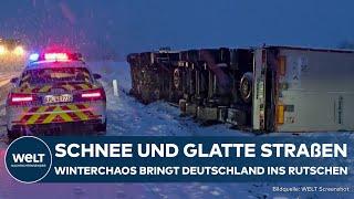 WINTER-SCHOCK: Glatte Straßen und dutzende Unfälle! Schneechaos hat Deutschland fest im Griff