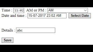 How to save date and time or datetime in database in asp.net