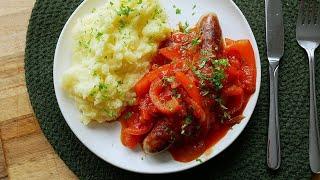 Letscho Bratwurst mit Paprikasauce & Kartoffelbrei | Rezept | Einfach | Schnell | Ungarisch | Lecsó