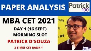 MBA CET 2021 Slot 1 Paper Analysis by Patrick Dsouza