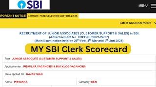 My SBI Clerk scorecard.#sbiclerkresult #sbiclerk #sbiclerkmains2023 #sbi