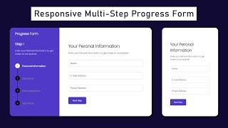 Multi Step Form with Step Progress Bar in HTML CSS & JavaScript