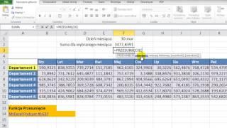 Excel - PRZESUNIĘCIE - działanie funkcji, wybieranie sumy dochodów - sztuczki #5