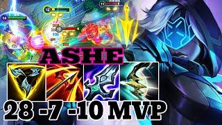 WILD RIFT ASHE ADC GAMEPLAY | 28 -7-10 MVP | ASHE BUILD RUNES