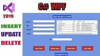 CRUD Operation in WPF C# (Insert, Delete, Update) with SQL Management Studio 2020 Urdu-Hindi #wpf