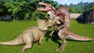 TRICERATOPS MAX Vs ALL CARNIVORE DINOSAURS - Jurassic World Evolution