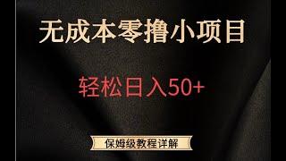 0撸小项目，每天50-100+，小白轻松上手，靠谱副业兼职！