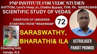 SCIENTIFIC STUDY OF VEDA-CREATION OF UNIVERSE-STARTING FROM BRAMAM-CLASS 72-  SARASWATY,BHARATI, ILA