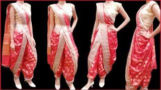 DHOTI STYLE SAREE DRAPING|DHOTI STYLE WITH SILK SAREE|STEP BY STEP|FULL EXPLAINED IN HINDI