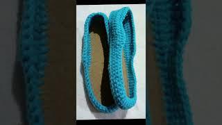 Комнатные тапочки на стельке крючком #crochet #knitting #handmade #shoes