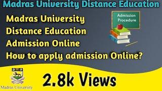 Madras University Distance Education l Online Admission l How to apply l UG l PG l Diploma