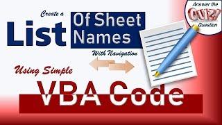 Simple VBA Code to create a List of All Sheet Names - With 2 ways Navigation