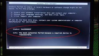 Cara mengatasi The boot selection failed because a required device is inaccessible di laptop
