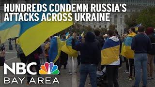 Hundreds Gather in SF Condemning Russia's New Wave of Attacks Across Ukraine