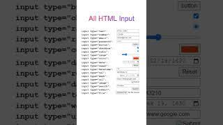 All Input Tag in HTML #shorts