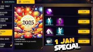 Happy New Year 2025 Free Rewards | Free Fire New Event | Ff New Event Today | Upcoming new event ff