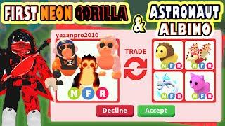 NO WAY  I TRADED FIRST NEON GORILLA  , ALBINO AND ASTRONAUT GORILLA IN ADOPT ME! ROBLOX