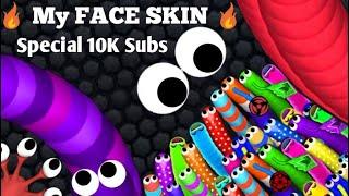 Slither.io - My Face GamePlay -  Special 10K Subs - WORLD RECORD Unlimited Length (CODE UPDATE)