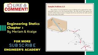 Engineering Statics | Sample Problem 3/5 | Equilibrium in Two Dimension | Chapter 3 | 6th Edition