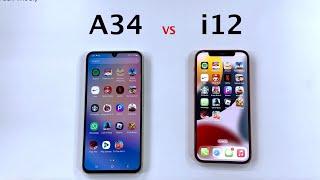 SAMSUNG A34 vs iPhone 12 - Speed Test