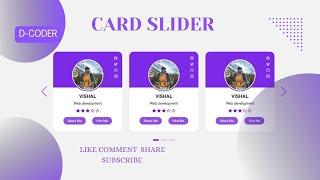 How to make Card Slider using HTML CSS & JavaScript || Card Slider HTML CSS | Profile Card Carousel