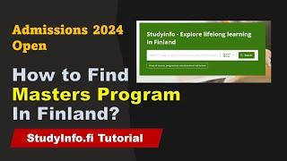 How to Find Courses on Studyinfo | How to Apply For Masters in Finland | Study in Finland 2024 |