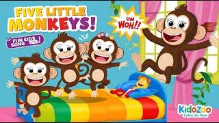 Five Little Monkeys Jumping on the Bed | Fun Kids Song for Toddlers | Colorful Nursery Rhyme #song