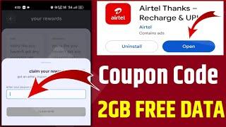 Airtel Free data tricks || Airtel coupon code || Airtel Coupon Code| Airtel Free Data Code | Anokha