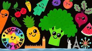 Dancing Fruit & Veggies On Tour Baby Sensory Fun by Lucky Baby Star! Sensory Fruit Stimulation Video