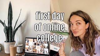 VLOG: my first day of online college classes! zoom university class of 2020!!!