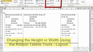 Using Word 2010 - Change the Row Height or Column Width