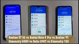 Dimensity 720 vs Dimensity 800U vs Helio G90T Speed test/Gaming PUBG Comparison Antutu Benchmarks