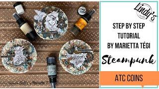 Step by Step Mixed Media tutorial - Steampunk ATC Coins by Marietta Tégi