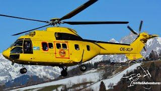 AS-332 SuperPuma full startup, take off and landing at St. Johann im Pongau