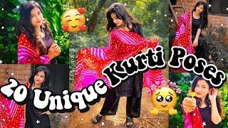 20 Unique Kurti Poses | Poses with Dupatta | Suit & Kurti Poses for girls #kurtipose #dupattapose