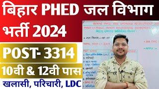 Bihar PHED जल विभाग New Vacancy 2024 | Bihar Nal Jal Yojana New Vacancy