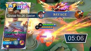 GUSION 5MINS SAVAGE?!! TOTALLY DOMINATING RANK GAME ( gusion best build 2025 )