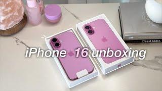 iPhone 16 aesthetic unboxing (pink)  setup, customization, accessories