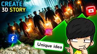 Unique YT channel idea!! | Make 3D Cartoon Animation story video & Earn Money 