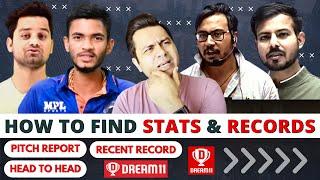 How To Find  Player STATS & RECORDS ! Venue Stats, Pitch Report, Head to Head Records, - By CGR